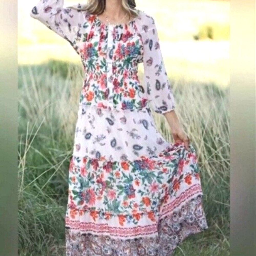 Anthropology Fig and Flower Maxi Dress | Floral Fairycore | Cottagecore